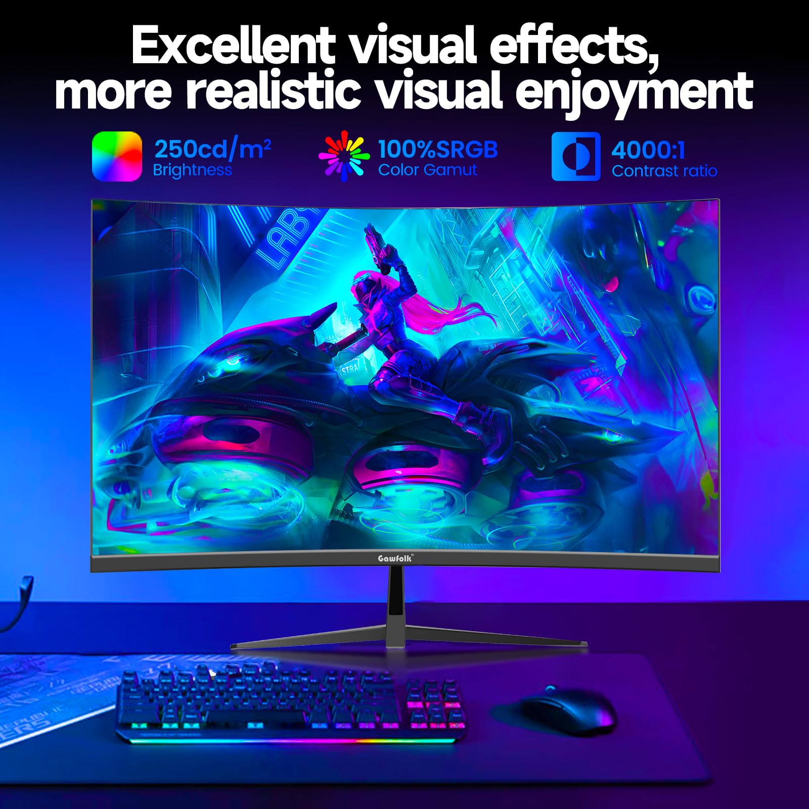 Amazon.co.jp: Gawfolk 32インチ 湾曲ゲーミングモニター 240Hz、1800R